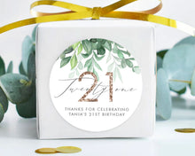 Load image into Gallery viewer, 21st Birthday Greenery Leaf Style Party Stickers Favour Stickers