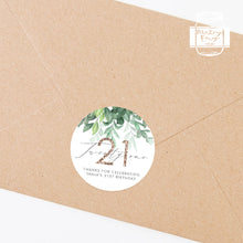 Load image into Gallery viewer, 21st Birthday Greenery Leaf Style Party Stickers Favour Stickers