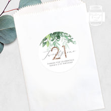 Load image into Gallery viewer, 21st Birthday Greenery Leaf Style Party Stickers Favour Stickers