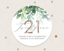 Load image into Gallery viewer, 21st Birthday Greenery Leaf Style Party Stickers Favour Stickers
