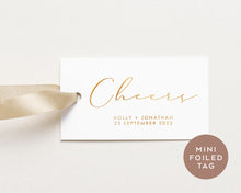 Load image into Gallery viewer, 20pcs "Cheers" Mini Gold Foiled Wedding Favour Tags Thank You Gift Tags
