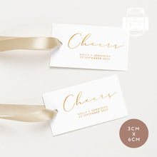 Load image into Gallery viewer, 20pcs "Cheers" Mini Gold Foiled Wedding Favour Tags Thank You Gift Tags