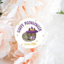 Load image into Gallery viewer, Halloween Black Cat Style Favour Stickers, Happy Meowloween