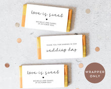 Load image into Gallery viewer, 8pcs "Love is Sweet" Personalised Minimalist Style Chocolate Wrapper, Aldi Chocolate Wrappers, Minimalist Candy Bars Wrappers