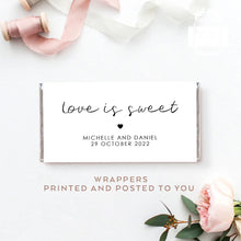 Load image into Gallery viewer, 8pcs "Love is Sweet" Personalised Minimalist Style Chocolate Wrapper, Aldi Chocolate Wrappers, Minimalist Candy Bars Wrappers