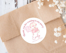 Load image into Gallery viewer, Watercolour Pink Cotton Candy Style Birthday Party Stickers, Girls' Party Stickers