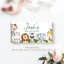Load image into Gallery viewer, 8pcs Personalised Safari Animals Style Chocolate Wrapper, Aldi Chocolate Wrappers, Kids Party Jungle Animals Wrappers