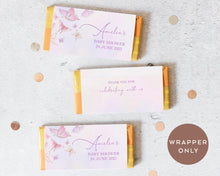 Load image into Gallery viewer, 8pcs Personalised Butterfly Style Chocolate Wrapper, Aldi Chocolate Wrappers, Baby Shower Party Candy Bar Wrappers