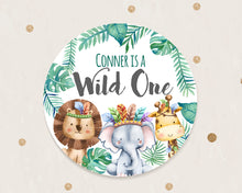 Load image into Gallery viewer, Wild One Animals Themed Safari Birthday Party Stickers