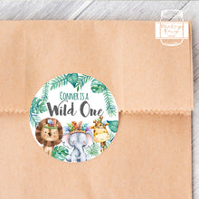 Load image into Gallery viewer, Wild One Animals Themed Safari Birthday Party Stickers