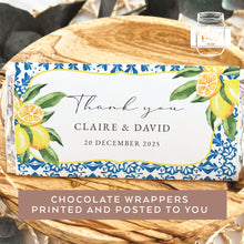 Load image into Gallery viewer, 8pcs Personalised Amalfi Lemon Chocolate Wrappers, Candy Bar Wrappers for Aldi Chocolates