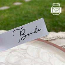Load image into Gallery viewer, Personalised Custom Satin Ribbon for Weddings, Place Card & Drink Tag