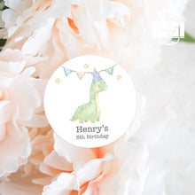 Load image into Gallery viewer, Watercolour Style Dinosaur Kids Birthday Party Stickers