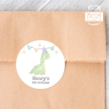 Load image into Gallery viewer, Watercolour Style Dinosaur Kids Birthday Party Stickers