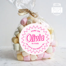 Load image into Gallery viewer, "Let's go Party!" Pink Girly Style Birthday Party Stickers