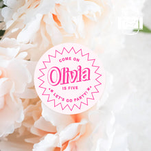 Load image into Gallery viewer, "Let's go Party!" Pink Girly Style Birthday Party Stickers