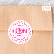 Load image into Gallery viewer, "Let's go Party!" Pink Girly Style Birthday Party Stickers