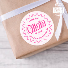 Load image into Gallery viewer, "Let's go Party!" Pink Girly Style Birthday Party Stickers