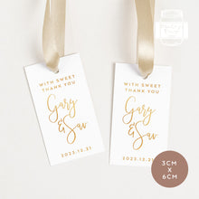 Load image into Gallery viewer, 20pcs "With Sweet Thank You" Mini Gold Foiled Wedding Favour Tags Gift Tags