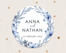 Load image into Gallery viewer, Watercolour Blue Floral Style Wedding Thank You Stickers