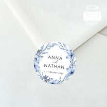 Load image into Gallery viewer, Watercolour Blue Floral Style Wedding Thank You Stickers