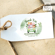 Load image into Gallery viewer, Cute Safari Animals in Car Baby Shower Thank You Stickers