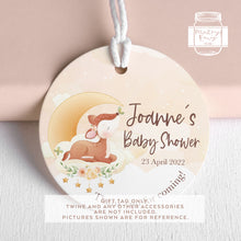 Load image into Gallery viewer, Baby Deer Baby Shower Round Party Favour Tags