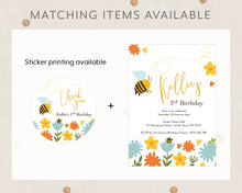 Load image into Gallery viewer, Bee Birthday Printable Invitation Template, Cute Bee Print It Yourself Bee Party Birthday Invite, Invitation Template