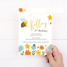 Load image into Gallery viewer, Bee Birthday Printable Invitation Template, Cute Bee Print It Yourself Bee Party Birthday Invite, Invitation Template