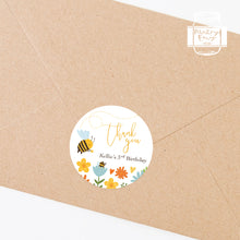 Load image into Gallery viewer, Hand Drawn Bee Style Birthday Party Stickers Favour Stickers