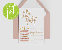 Load image into Gallery viewer, Birthday Cake Style Invitation Template, Printable Invitation, Birthday Cake Themed Print It Yourself Cute Party Birthday Invite, Invitation