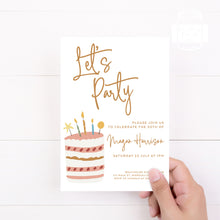 Load image into Gallery viewer, Birthday Cake Style Invitation Template, Printable Invitation, Birthday Cake Themed Print It Yourself Cute Party Birthday Invite, Invitation