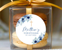 Load image into Gallery viewer, Watercolour Blue Floral Style Christening Stickers Baptism Stickers Thank You Stickers