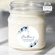 Load image into Gallery viewer, Watercolour Blue Floral Style Christening Stickers Baptism Stickers Thank You Stickers