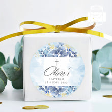 Load image into Gallery viewer, Blue Greenery Style Christening Stickers Baptism Stickers Thank You Stickers