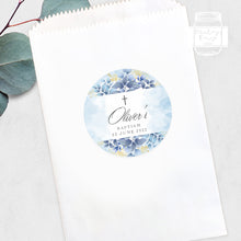 Load image into Gallery viewer, Blue Greenery Style Christening Stickers Baptism Stickers Thank You Stickers