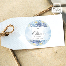 Load image into Gallery viewer, Blue Greenery Style Christening Stickers Baptism Stickers Thank You Stickers