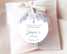 Load image into Gallery viewer, Blue Floral Style Christening Stickers Baptism Stickers Thank You Stickers