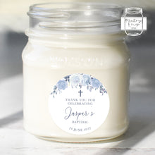 Load image into Gallery viewer, Blue Floral Style Christening Stickers Baptism Stickers Thank You Stickers