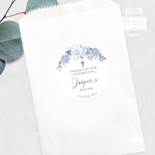 Load image into Gallery viewer, Blue Floral Style Christening Stickers Baptism Stickers Thank You Stickers