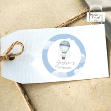 Load image into Gallery viewer, Blue Hot Air Balloon Style Birthday Party Stickers Favour Stickers