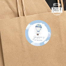 Load image into Gallery viewer, Blue Hot Air Balloon Style Birthday Party Stickers Favour Stickers