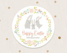 Load image into Gallery viewer, Personalised Bunny Family Happy Easter Gift Stickers