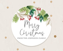 Load image into Gallery viewer, Personalised Christmas Watercolour Floral Illustration Gift Stickers
