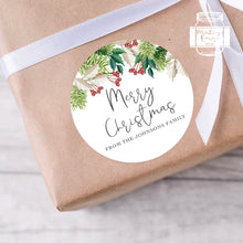 Load image into Gallery viewer, Personalised Christmas Watercolour Floral Illustration Gift Stickers