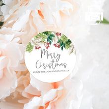 Load image into Gallery viewer, Personalised Christmas Watercolour Floral Illustration Gift Stickers