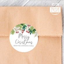 Load image into Gallery viewer, Personalised Christmas Watercolour Floral Illustration Gift Stickers