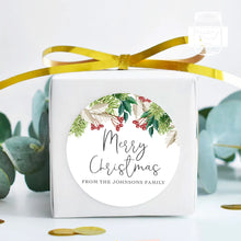 Load image into Gallery viewer, Personalised Christmas Watercolour Floral Illustration Gift Stickers