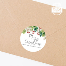 Load image into Gallery viewer, Personalised Christmas Watercolour Floral Illustration Gift Stickers