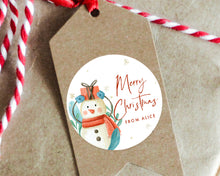 Load image into Gallery viewer, Personalised Christmas Watercolour Snowman Illustration Gift Stickers